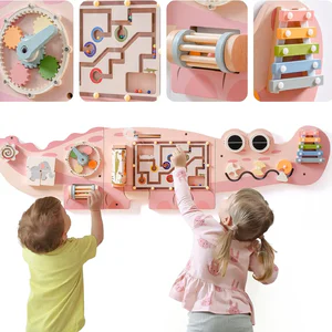 Robotime Robud Wooden Busy Board Montessori Learning Toy Wall Mounted Activity Centre with Gears Maze Wooden Toy Gifts