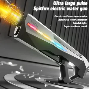 Summer Outdoor LED Fully Automatic Fire Electric Water Gun Toy, Adult Pool Battle Shooting Toy Water Gun Boy Gift