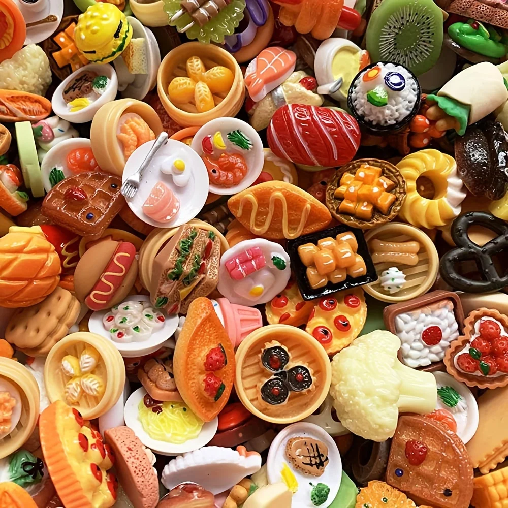 30/60Pcs Mini Food Toys Mixed Style Resin Food Dolls Kitchen Pretend Play Mini Food Dolls Diy Accessories For Adults And Teens - Image 3