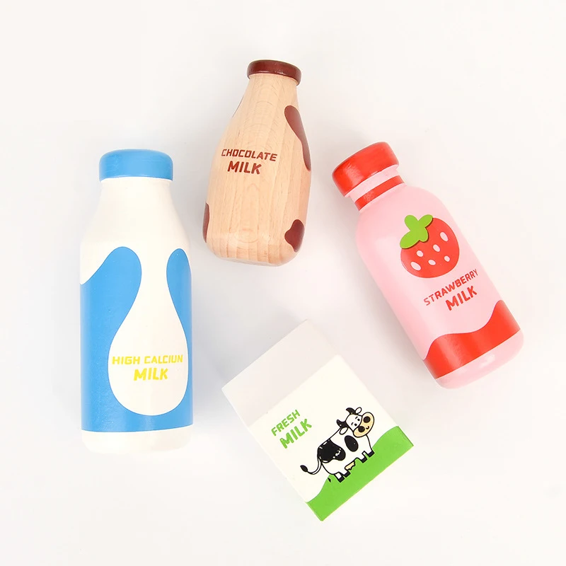 Children Pretend Play Wooden Milk Drink Set Kitchen Food Toys Montessori Learning Educational Kids Simulation Imitation Game - Image 18