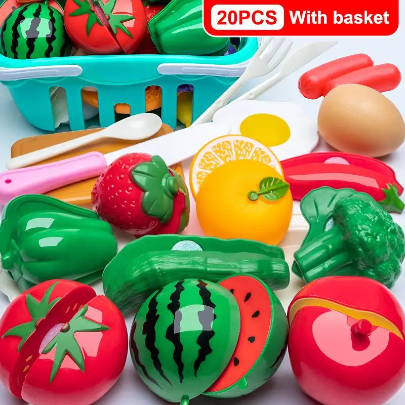 Cutting Play Food Toy Set Kitchen Pretend Play Fruit Vegetable Toy For Kids Educational Learning Food Toys Fun Toddlers Gifts - Image 12