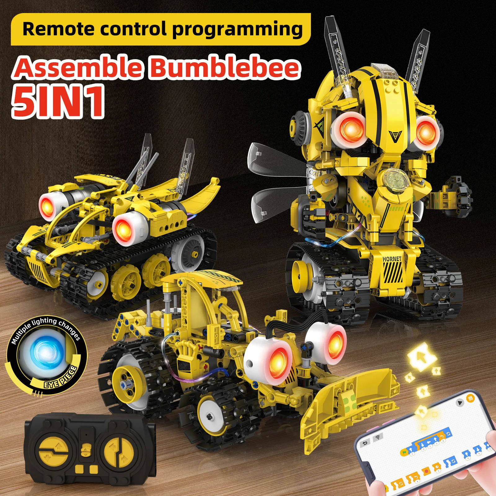 5-in-1 Programmable Robot Building Blocks Kit Remote/APP Control Digital Display Color Sensor STEM Toy for Kids Adults - Image 2