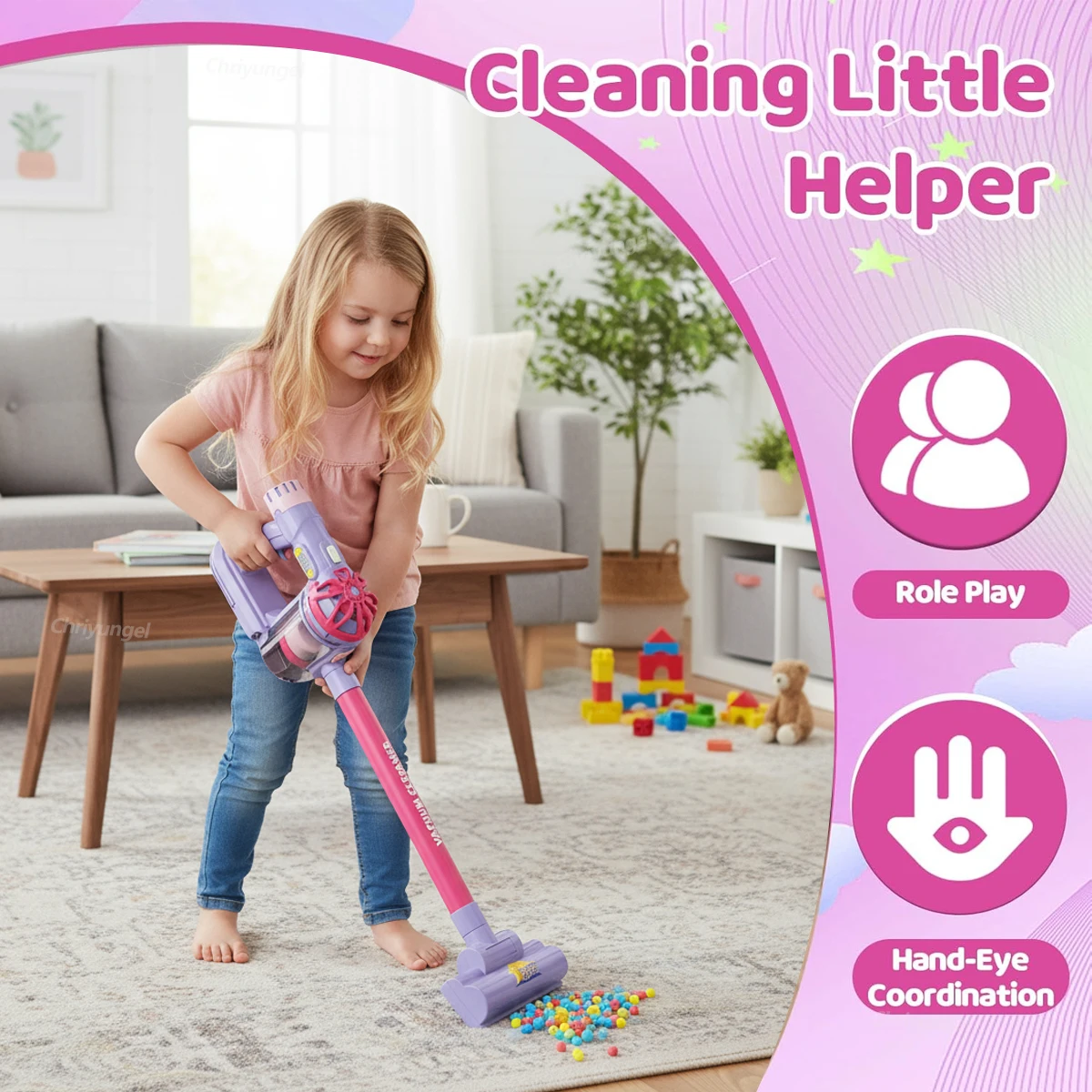 Kids Vacuum Cleaner Toy Electric Realistic Pretend Play Housekeeping Cleaning Set Educational Gift for Toddlers Boys Girls - Image 12