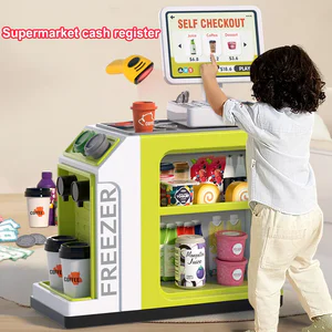 46PCS Small Simulation Supermarket Vending Cabinet Cash Register Toys Children's Play House Toy Set Baby Educational Toys Gift