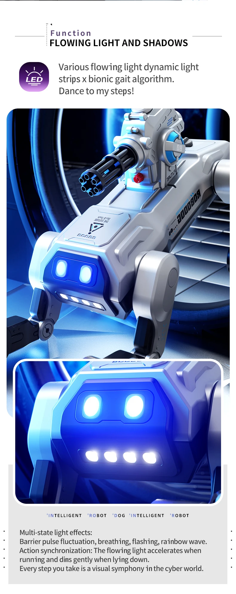 8WD Smart Robot Dog, Voice Control & Touch Interaction, Programmable Actions, Water Bead Turret, Music & Mist Spray, for Kids - Image 16