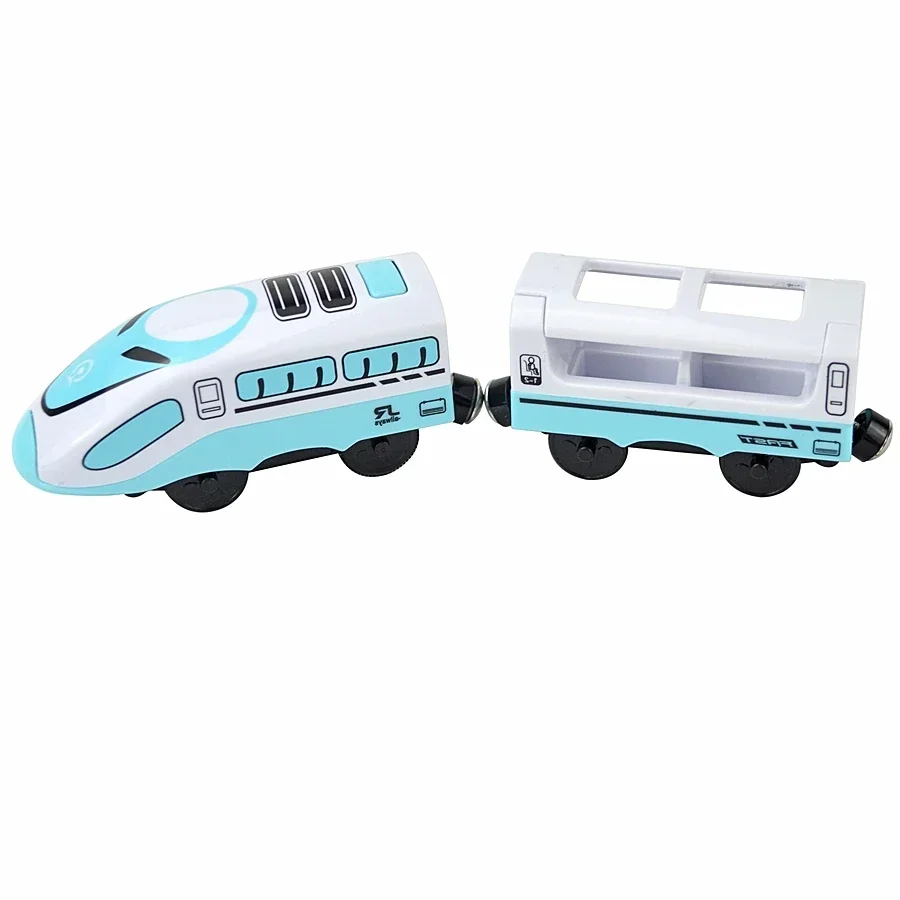 Magnetic Electric Train Car Locomotive Wooden Track Slot Diecast Railway With Two Carriages Train Wood Kid Toy Biro Leduo Track - Image 17