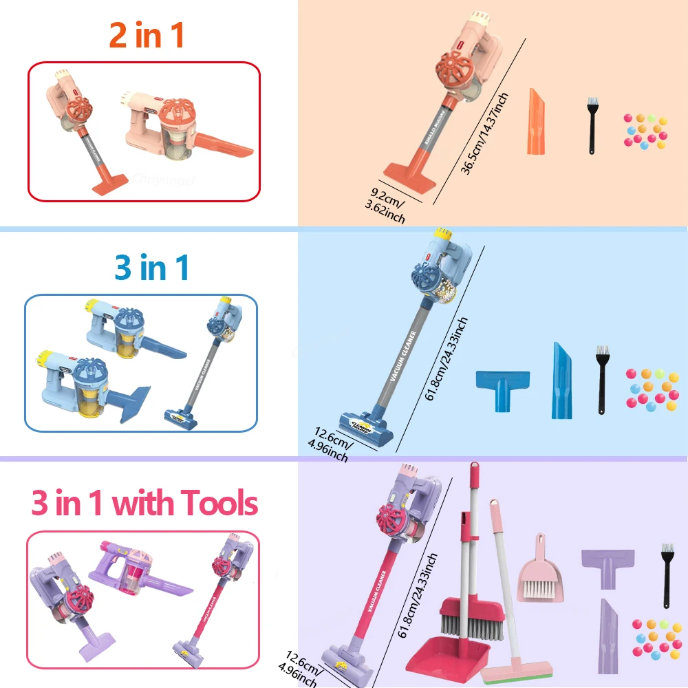 Kids Vacuum Cleaner Toy Electric Realistic Pretend Play Housekeeping Cleaning Set Educational Gift for Toddlers Boys Girls - Image 14