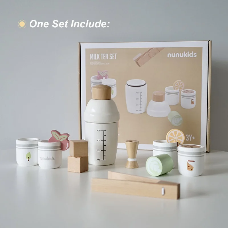 Children Pretend Play Wooden Milk Drink Set Kitchen Food Toys Montessori Learning Educational Kids Simulation Imitation Game - Image 9