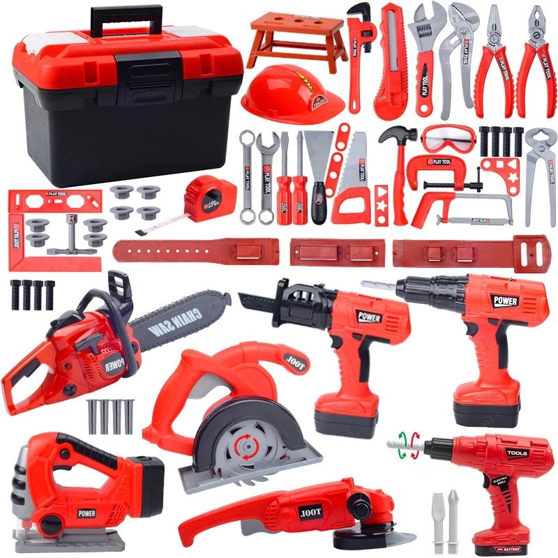 Kids Repair Toolbox Toy Set, Simulation Engineering Tools with Drill, Educational Pretend Play Gifts for Boys - Image 2