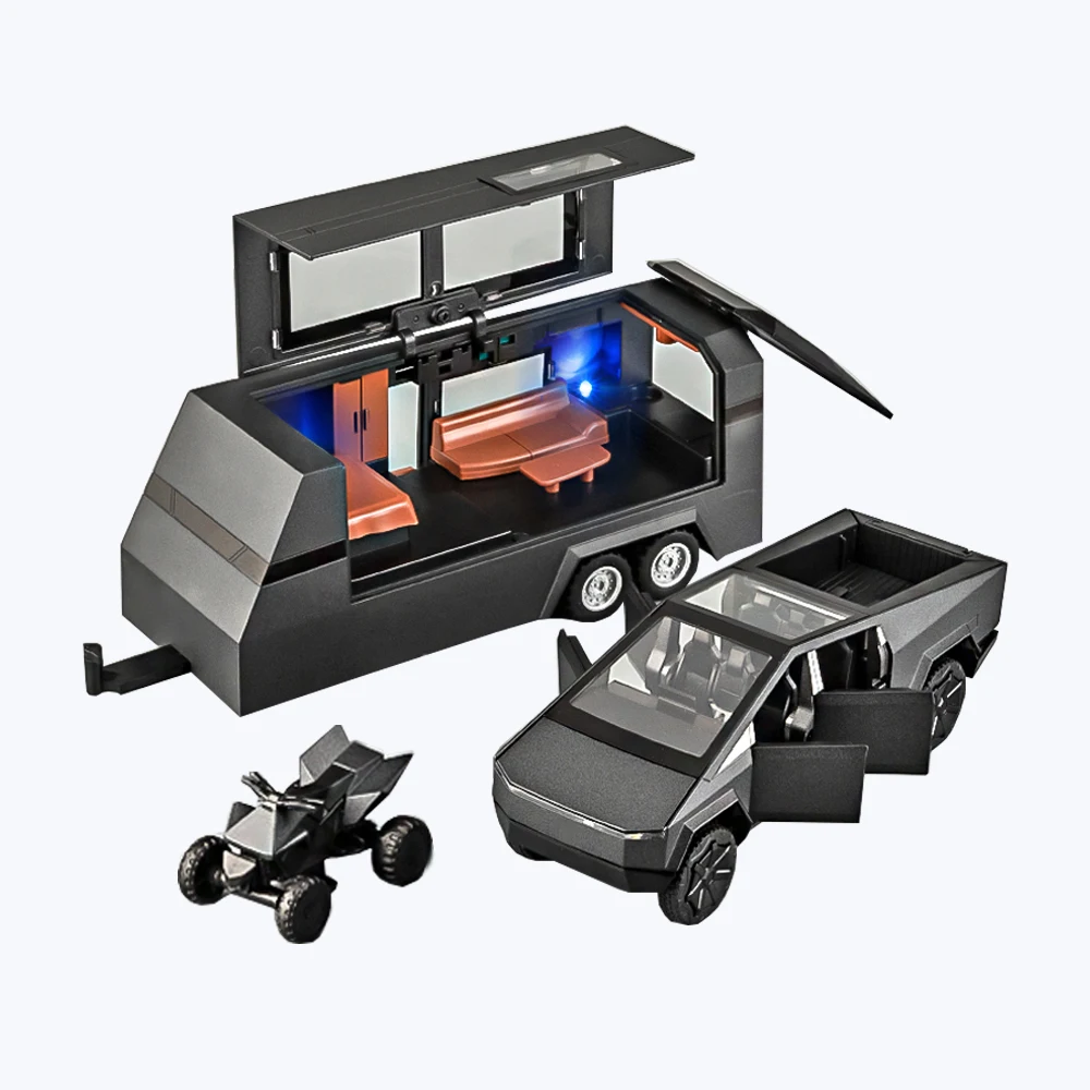 1:32 Simulated Pickup Truck Model Sound And Light Pull-Back Toy Car Metal Camper Van Boys Collection Ornaments Gift - Image 5