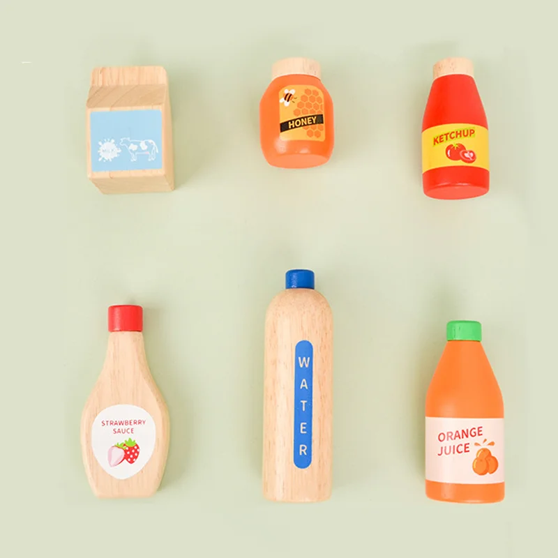 Children Pretend Play Wooden Milk Drink Set Kitchen Food Toys Montessori Learning Educational Kids Simulation Imitation Game - Image 6