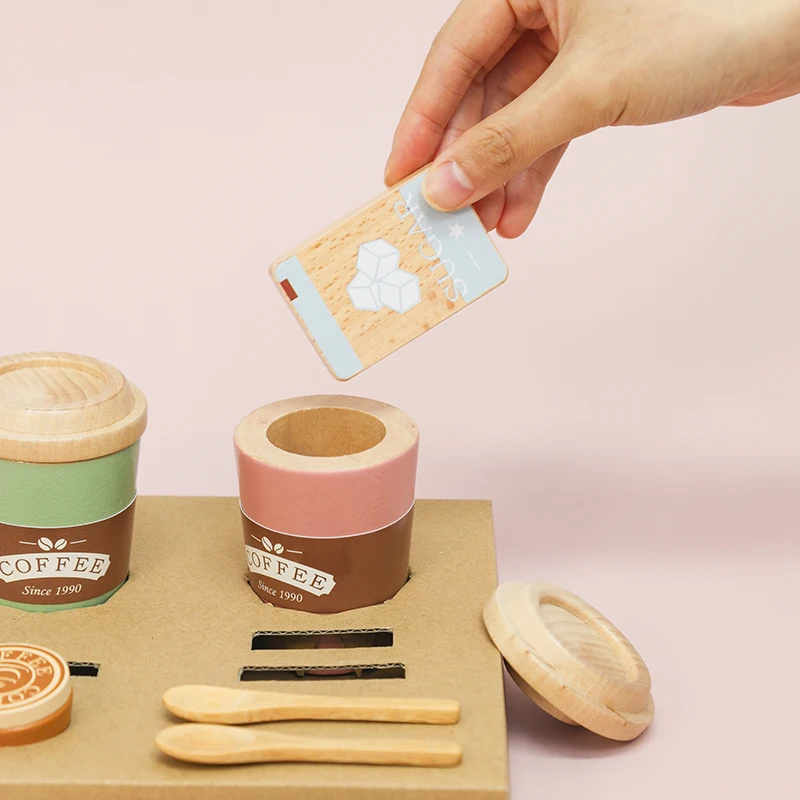 Kids Wooden Coffee Toy Set Toddler Pretend Play Kitchen Accessories Gift for Children House Play Early Educational Toys for Kids - Image 5
