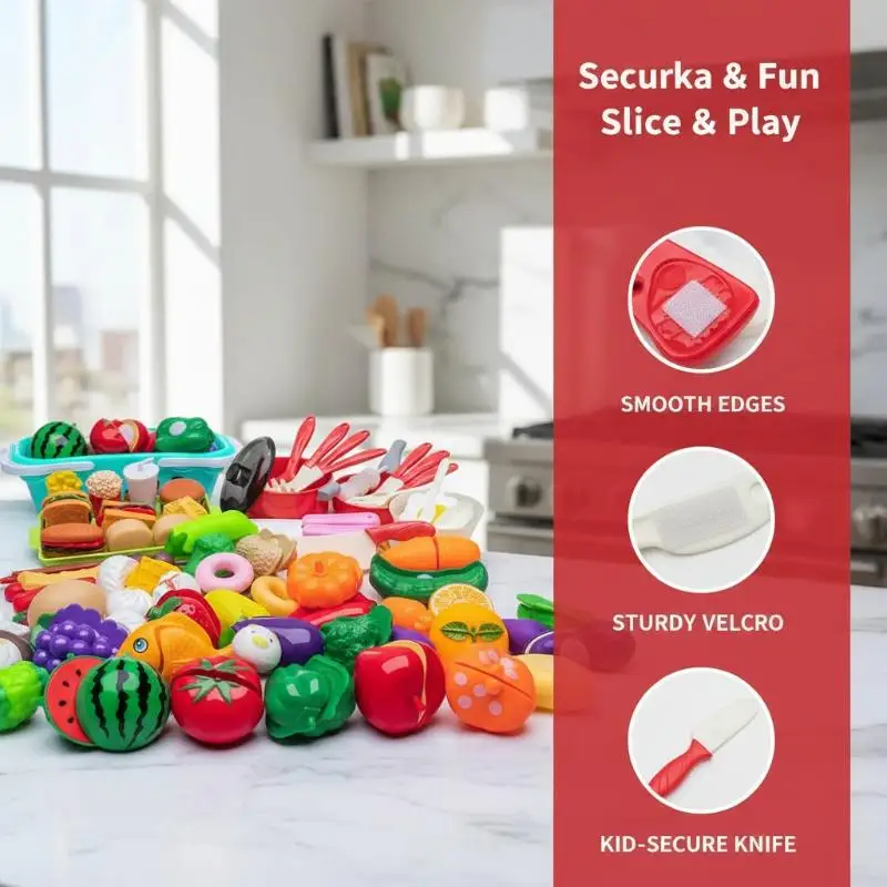 Cutting Play Food Toy Set Kitchen Pretend Play Fruit Vegetable Toy For Kids Educational Learning Food Toys Fun Toddlers Gifts - Image 4