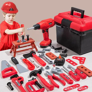 Kids Repair Toolbox Toy Set, Simulation Engineering Tools with Drill, Educational Pretend Play Gifts for Boys