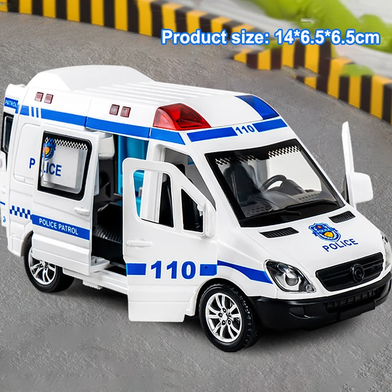 1:24 Alloy Ambulance Model Simulation Pull-back Sound and Light Die-cast Alloy Car Toy Set Children's Birthday Gift - Image 7