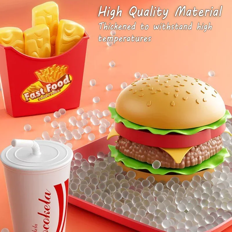 Kid Kitchen Toy Set Simulation Make Hamburger Pizza Fries Pretend Play Food Cooking Cutting Game Montessori Interactive Toy Gift - Image 5
