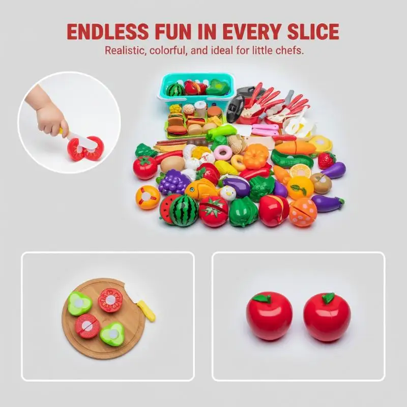 Cutting Play Food Toy Set Kitchen Pretend Play Fruit Vegetable Toy For Kids Educational Learning Food Toys Fun Toddlers Gifts - Image 5