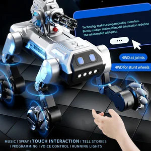 8WD Smart Robot Dog, Voice Control & Touch Interaction, Programmable Actions, Water Bead Turret, Music & Mist Spray, for Kids