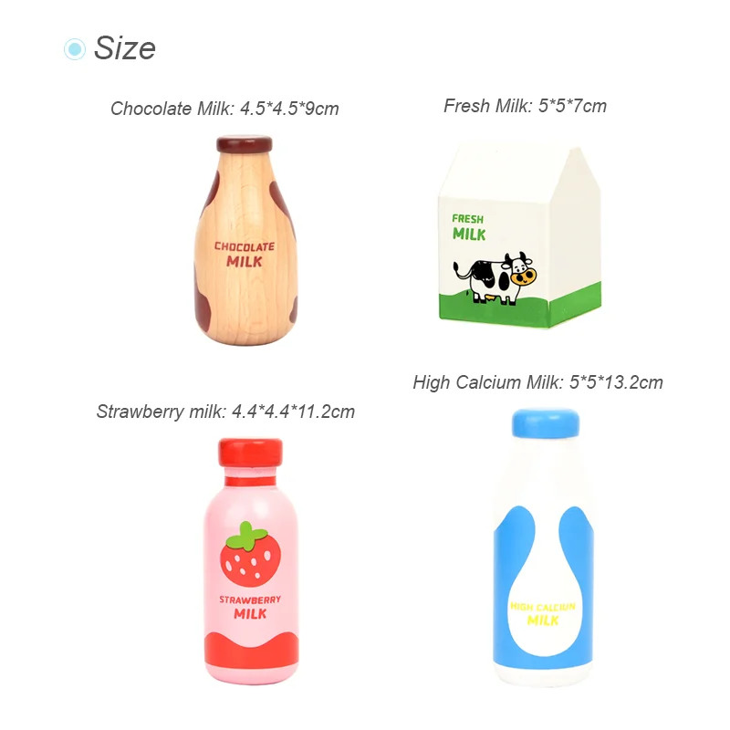 Children Pretend Play Wooden Milk Drink Set Kitchen Food Toys Montessori Learning Educational Kids Simulation Imitation Game - Image 5