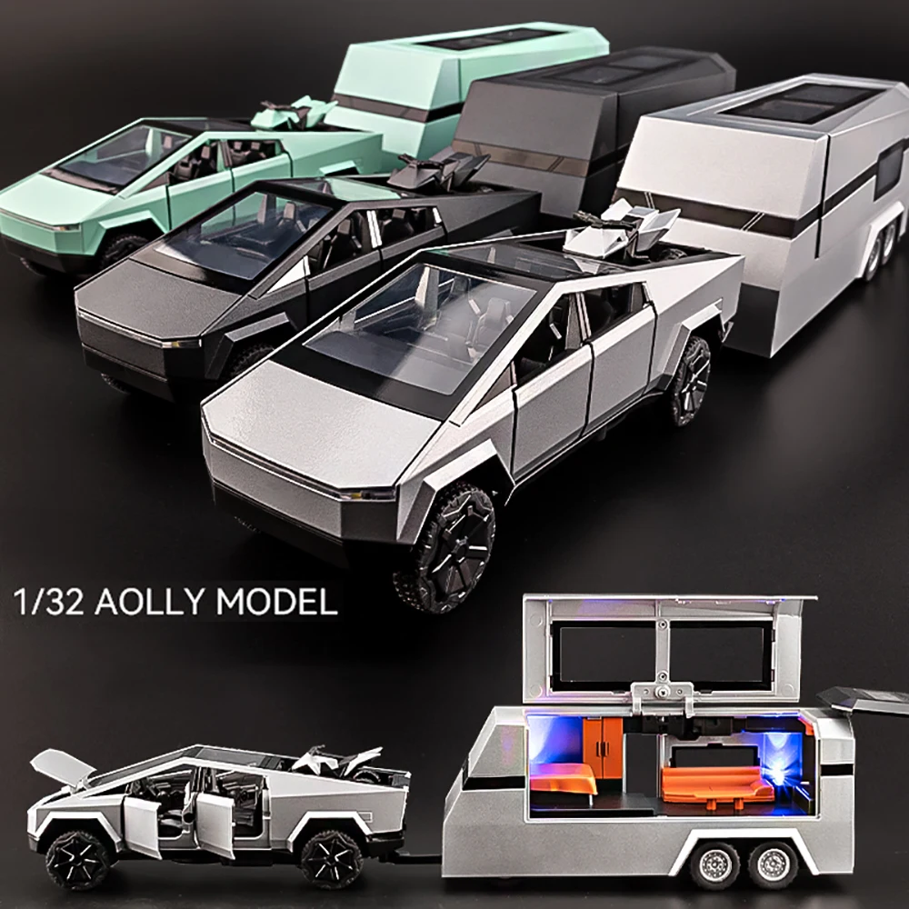 1:32 Simulated Pickup Truck Model Sound And Light Pull-Back Toy Car Metal Camper Van Boys Collection Ornaments Gift - Image 8