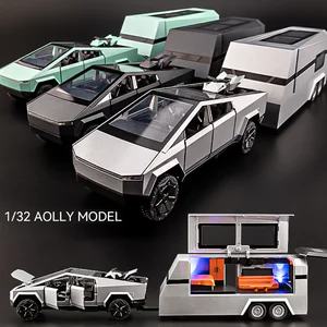 1:32 Simulated Pickup Truck Model Sound And Light Pull-Back Toy Car Metal Camper Van Boys Collection Ornaments Gift