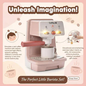 Coffee Maker Toy, Interactive Simulation, Light & Sound Effects, Perfect for Pretend Play