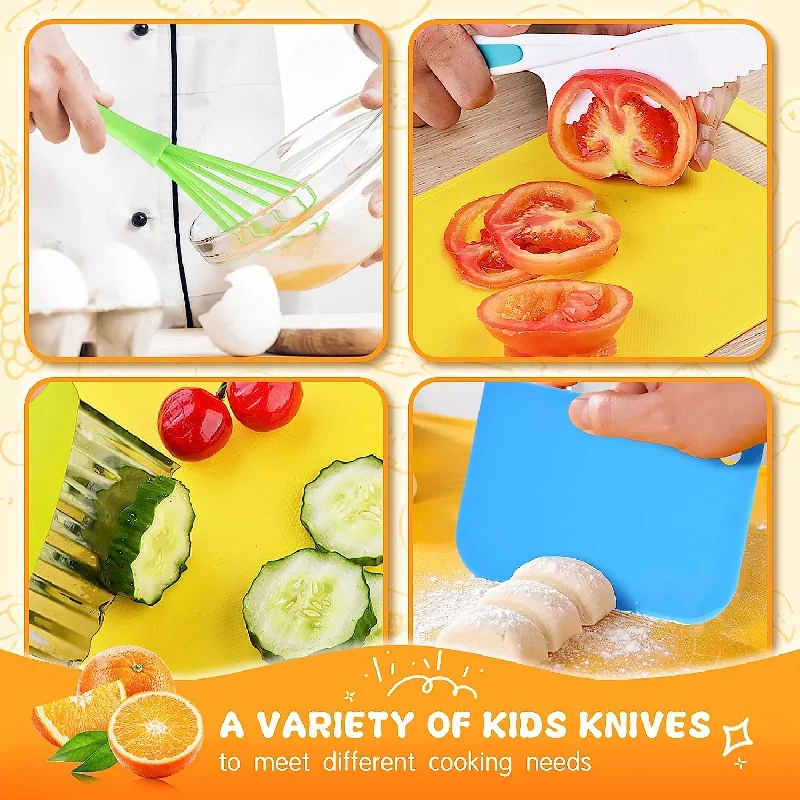 11/17Pcs Montessori Kitchen Tools Set Cookware Baking Toy Kids Safe Knives With Cutting Board Toddlers Real Cooking Accessories - Image 5