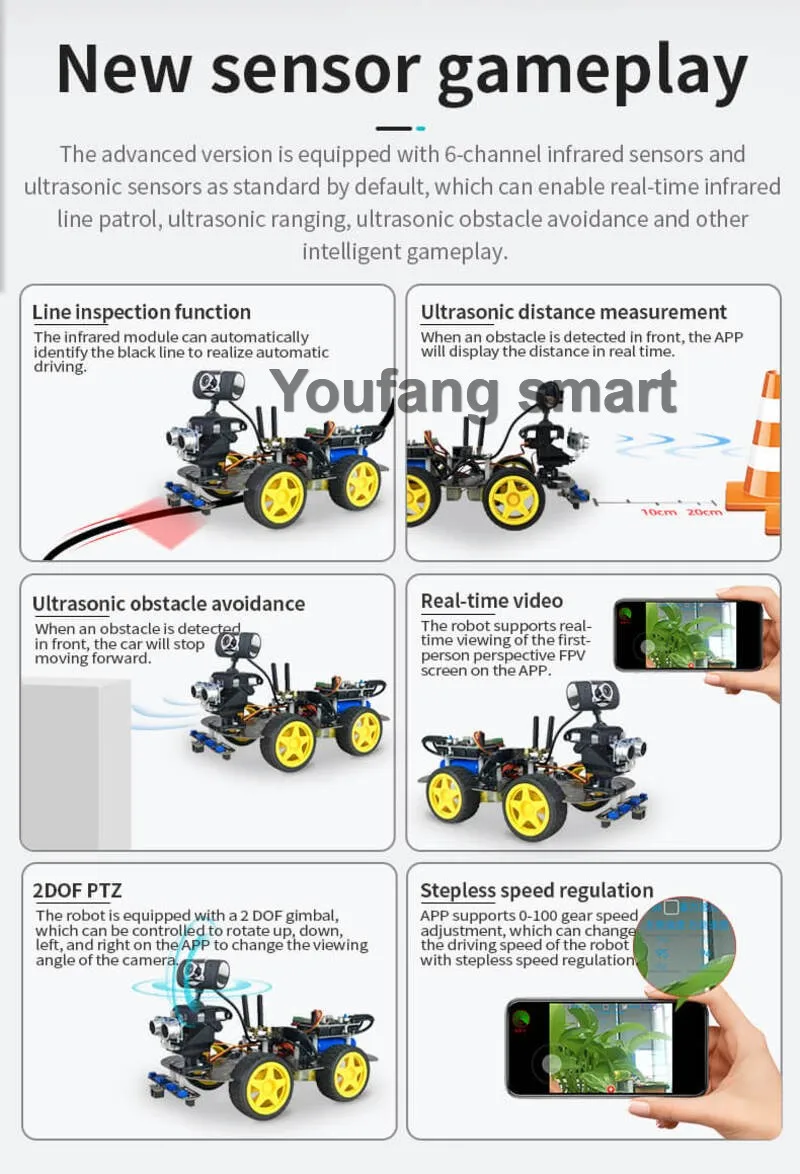 APP Control 4WD Robot Car WiFi Bluetooth Video Line Following Obstacle Avoiding RC Tank For Arduino Programmable Robot DIY Kit - Image 16