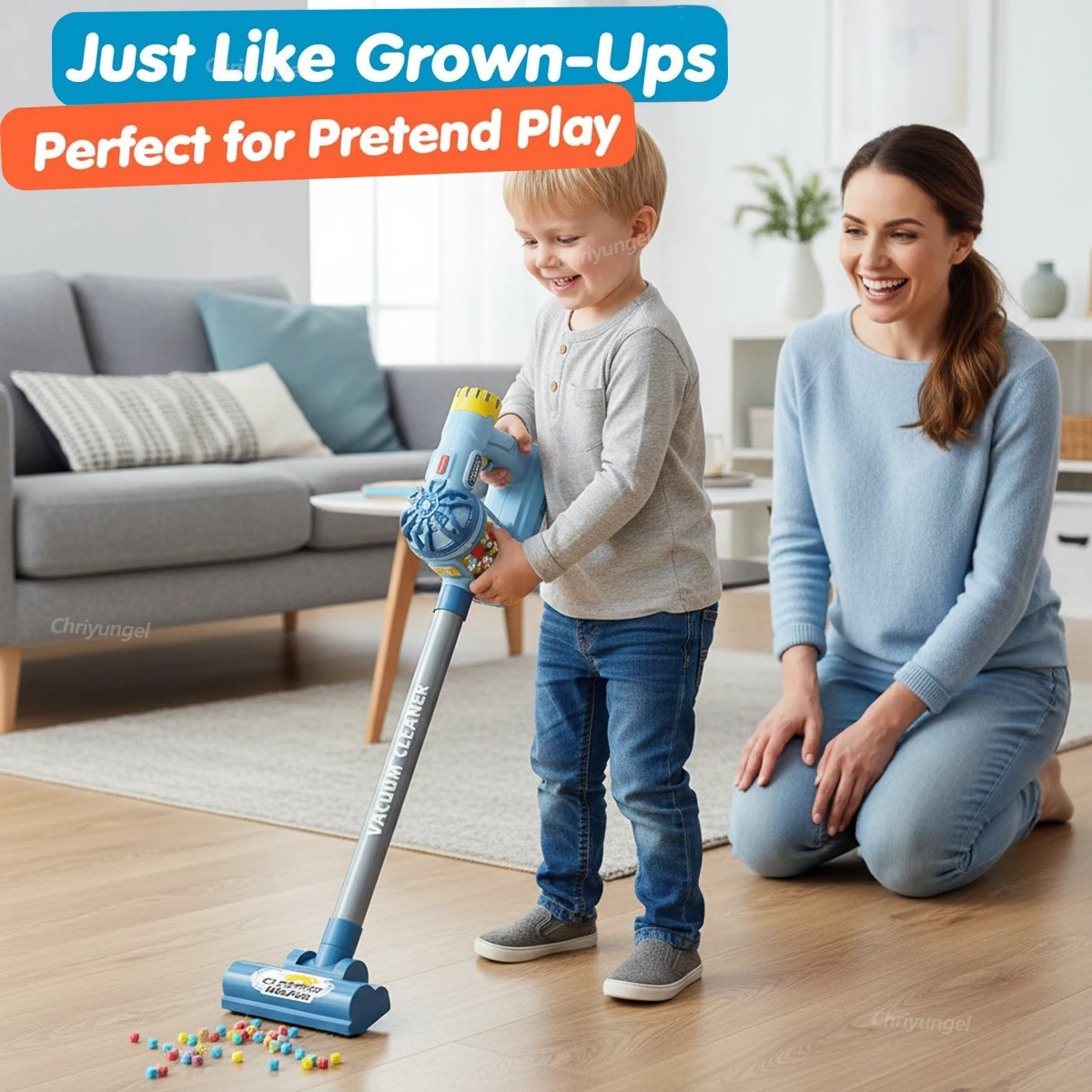 Kids Vacuum Cleaner Toy Electric Realistic Pretend Play Housekeeping Cleaning Set Educational Gift for Toddlers Boys Girls - Image 4