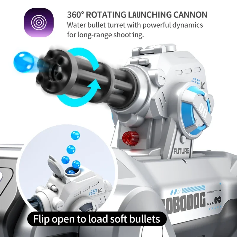 8WD Smart Robot Dog, Voice Control & Touch Interaction, Programmable Actions, Water Bead Turret, Music & Mist Spray, for Kids - Image 6