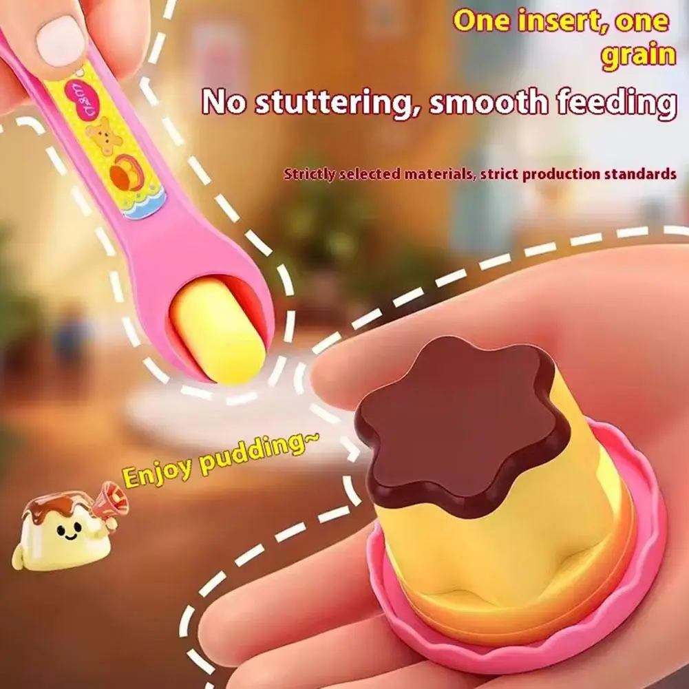 Pretend Play Pudding Feeding Toy Set with Magic Spoon Simulation Food Kitchen Toys for Kids Interactive Role Play Gift for Girls - Image 2