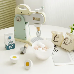 Wooden Kitchen Pretend Play Toy Simulation Wooden Food Mixer Kitchen Accessory Pretend Food Early Learning Educational