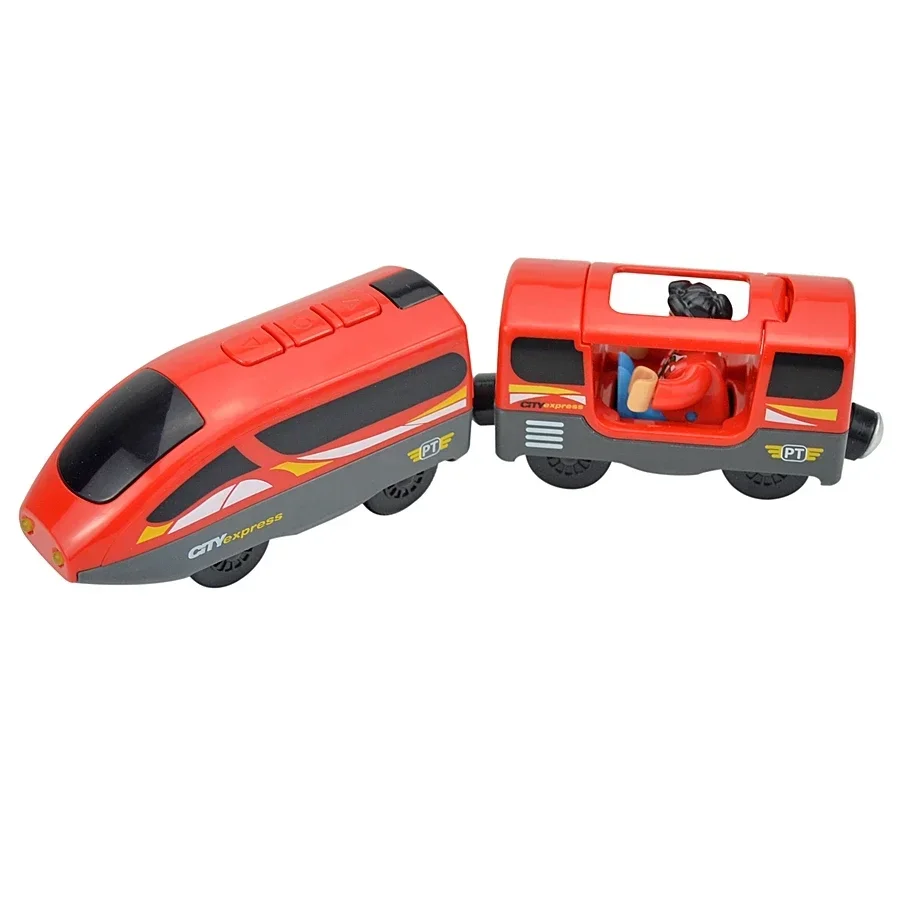 Magnetic Electric Train Car Locomotive Wooden Track Slot Diecast Railway With Two Carriages Train Wood Kid Toy Biro Leduo Track - Image 25