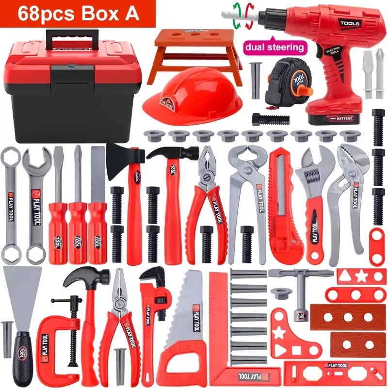 Kids Repair Toolbox Toy Set, Simulation Engineering Tools with Drill, Educational Pretend Play Gifts for Boys - Image 8
