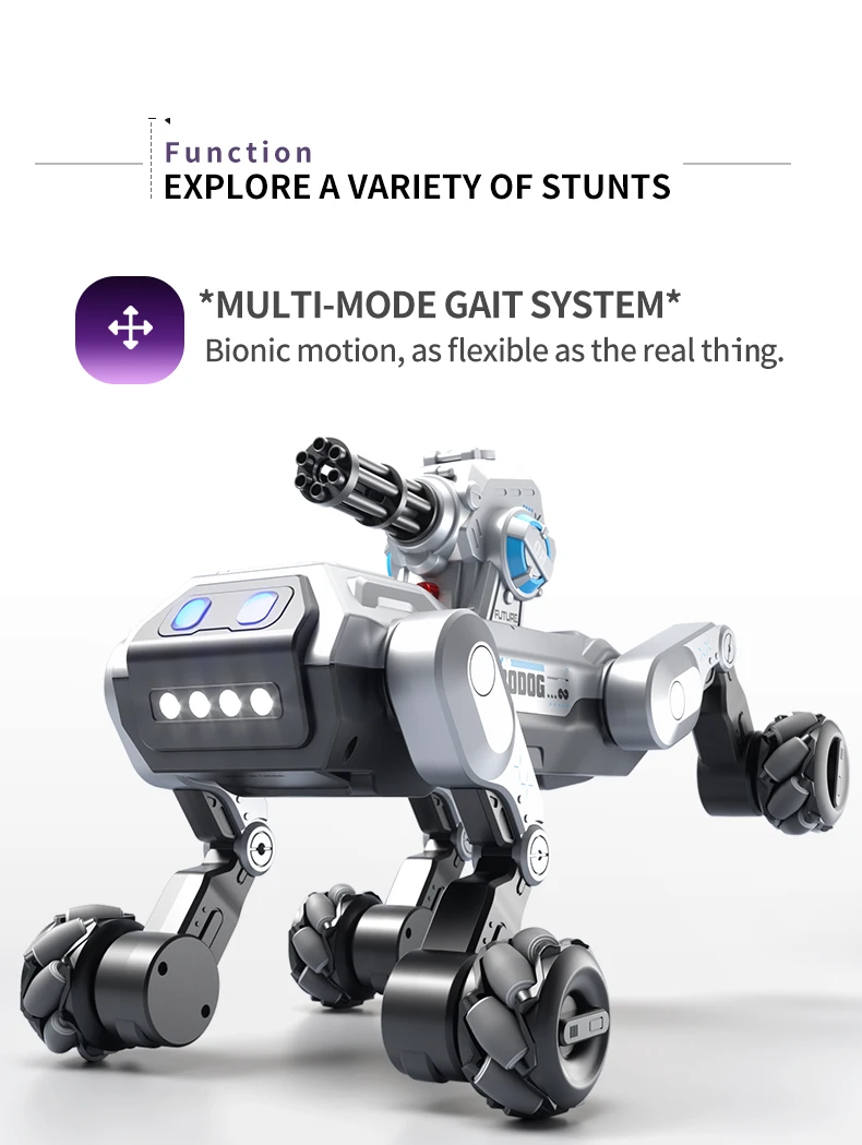 8WD Smart Robot Dog, Voice Control & Touch Interaction, Programmable Actions, Water Bead Turret, Music & Mist Spray, for Kids - Image 10