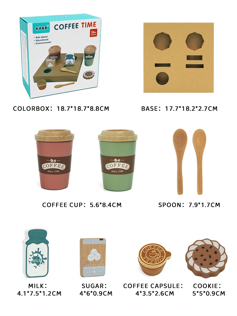 Kids Wooden Coffee Toy Set Toddler Pretend Play Kitchen Accessories Gift for Children House Play Early Educational Toys for Kids - Image 9