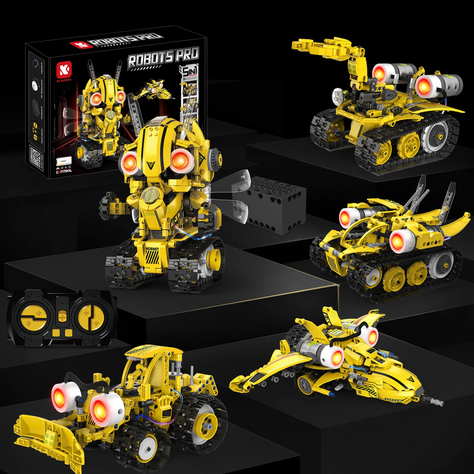 5-in-1 Programmable Robot Building Blocks Kit Remote/APP Control Digital Display Color Sensor STEM Toy for Kids Adults - Image 3