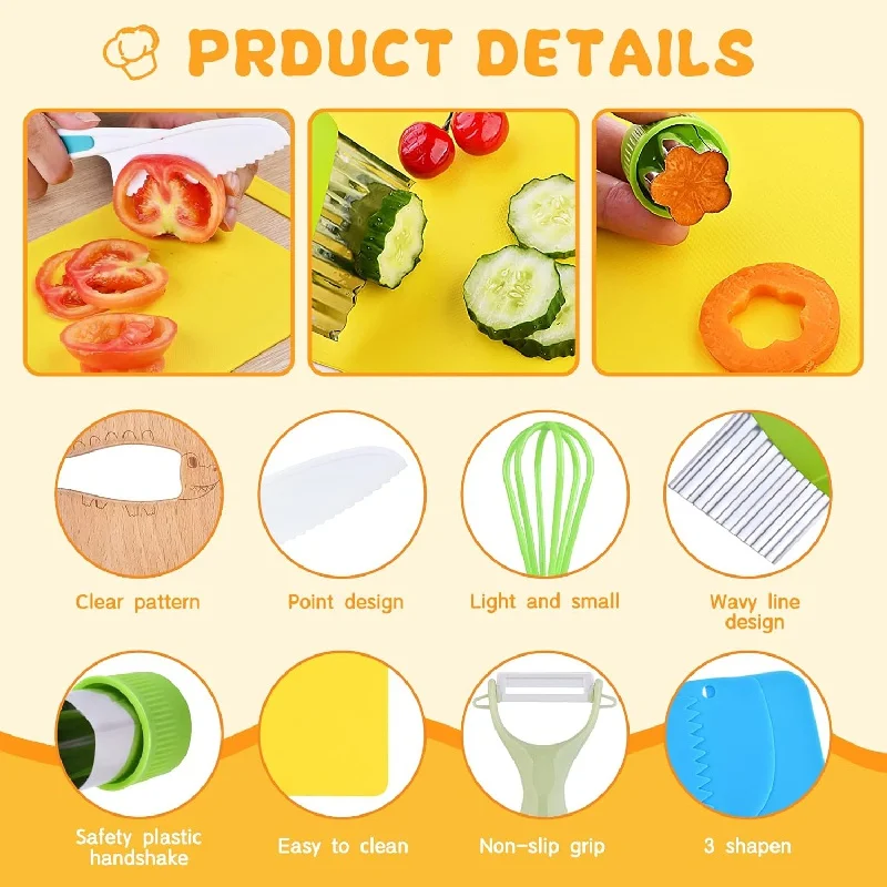11/17Pcs Montessori Kitchen Tools Set Cookware Baking Toy Kids Safe Knives With Cutting Board Toddlers Real Cooking Accessories - Image 6