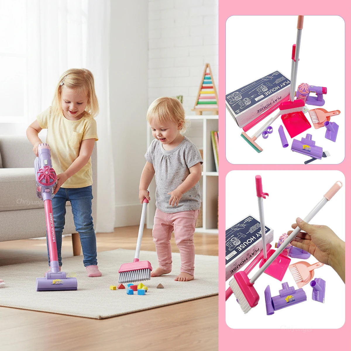 Kids Vacuum Cleaner Toy Electric Realistic Pretend Play Housekeeping Cleaning Set Educational Gift for Toddlers Boys Girls - Image 5