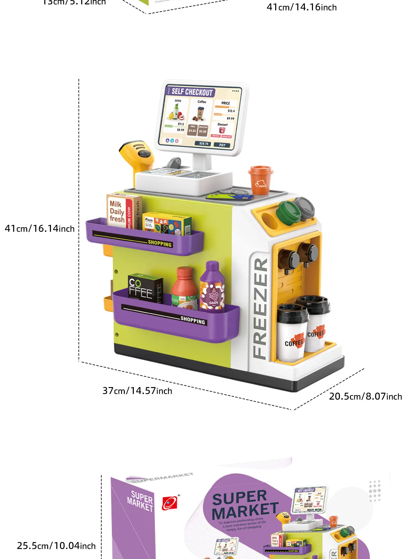 Mini Pretend Play Children's Toy Supermarket Shopping Counter Coffee Vending Counter Set - Image 23