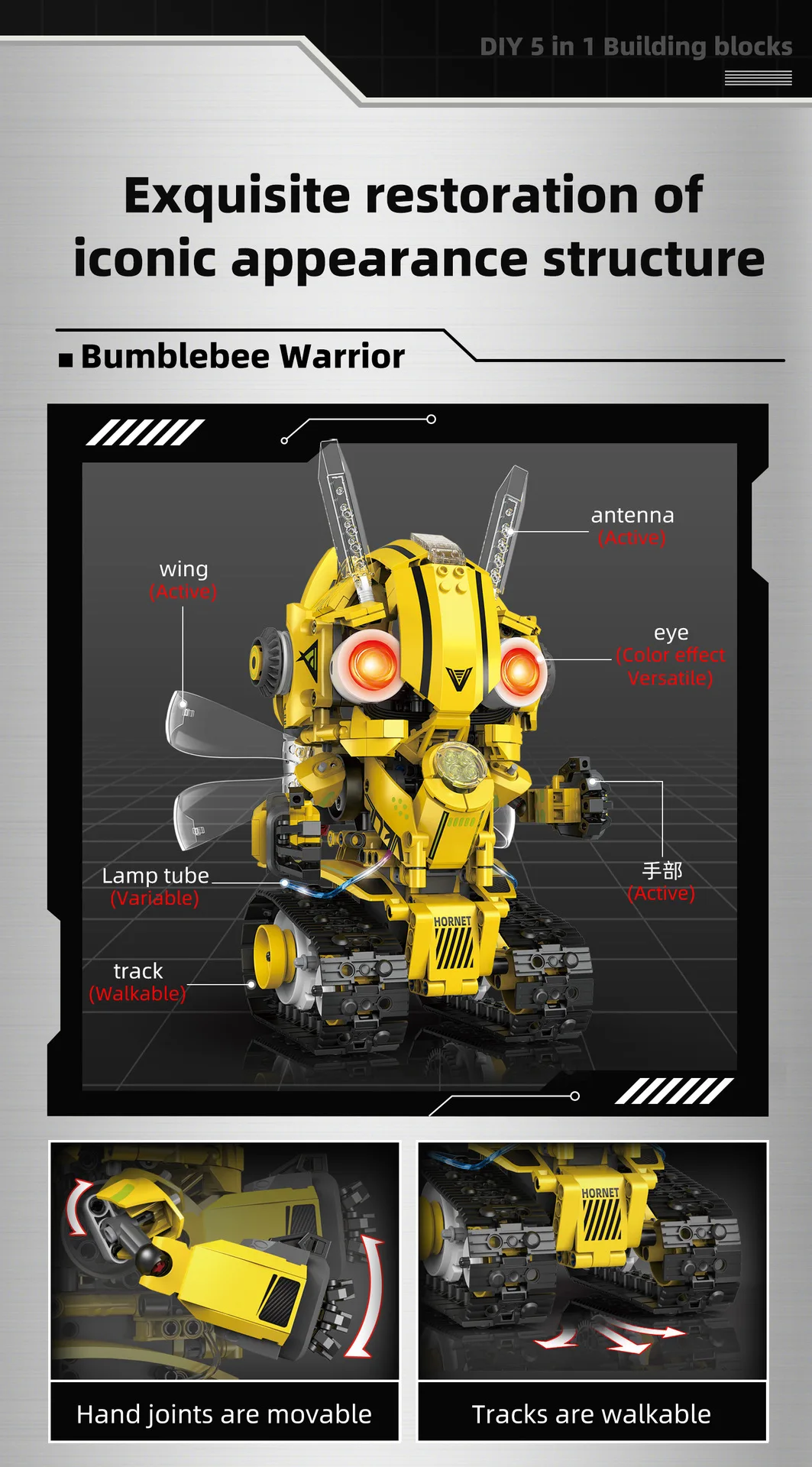 5-in-1 Programmable Robot Building Blocks Kit Remote/APP Control Digital Display Color Sensor STEM Toy for Kids Adults - Image 13