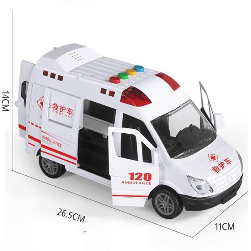 1:24 Alloy Ambulance Model Simulation Pull-back Sound and Light Die-cast Alloy Car Toy Set Children's Birthday Gift - Image 6
