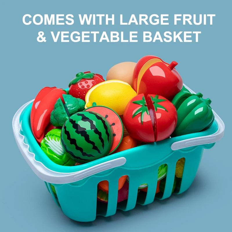 Cutting Play Food Toy Set Kitchen Pretend Play Fruit Vegetable Toy For Kids Educational Learning Food Toys Fun Toddlers Gifts - Image 17
