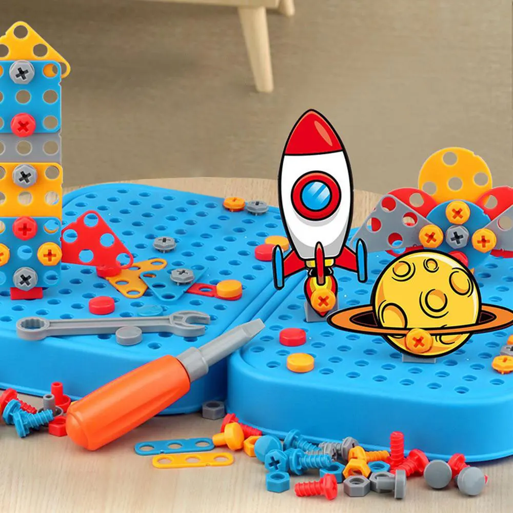 351stk/211stk Children DIY Tool Toys Set Electric Drill Screw Nuts Puzzle Toy Pretend Play Tool Kits 2D/3D Educational Toy - Image 19