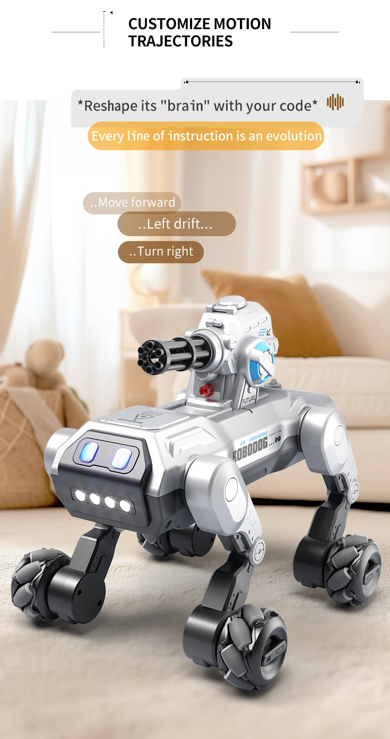 8WD Smart Robot Dog, Voice Control & Touch Interaction, Programmable Actions, Water Bead Turret, Music & Mist Spray, for Kids - Image 19