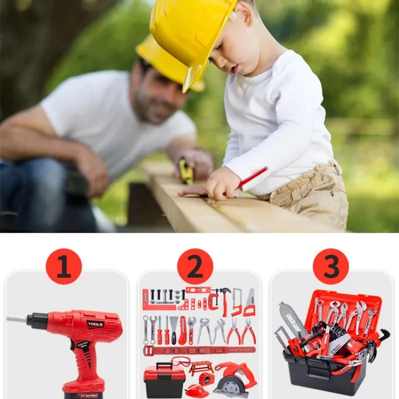 Kids Repair Toolbox Toy Set, Simulation Engineering Tools with Drill, Educational Pretend Play Gifts for Boys - Image 4