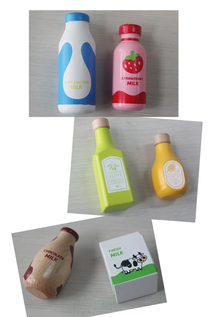 Children Pretend Play Wooden Milk Drink Set Kitchen Food Toys Montessori Learning Educational Kids Simulation Imitation Game - Image 26