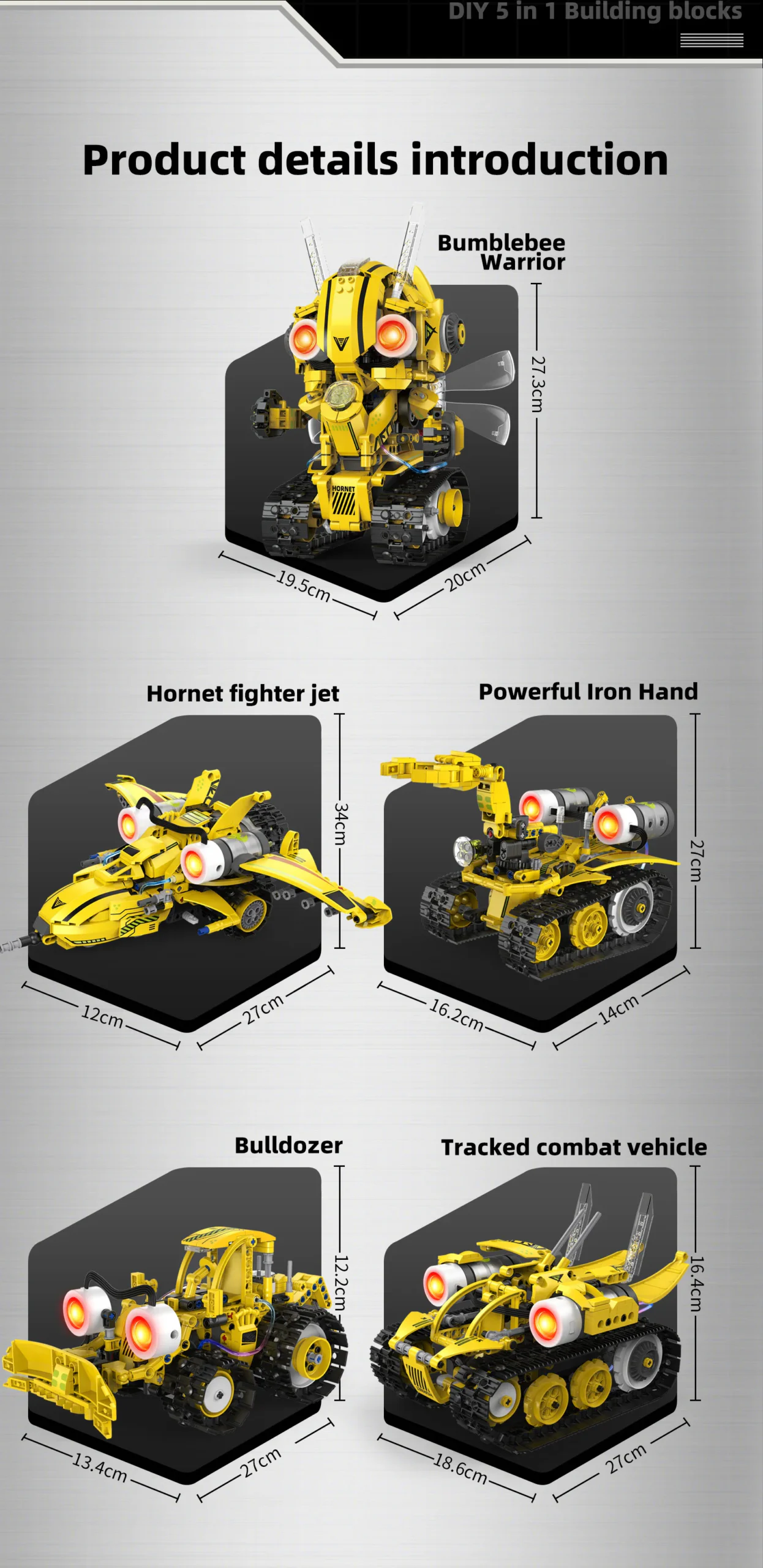 5-in-1 Programmable Robot Building Blocks Kit Remote/APP Control Digital Display Color Sensor STEM Toy for Kids Adults - Image 23
