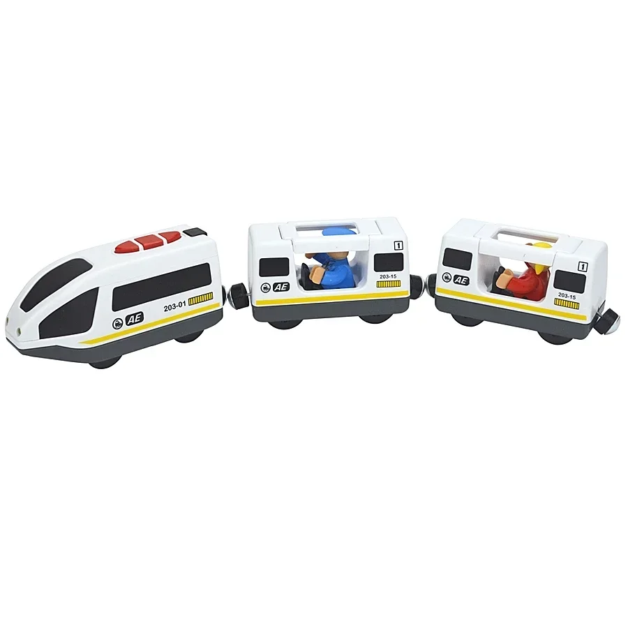 Magnetic Electric Train Car Locomotive Wooden Track Slot Diecast Railway With Two Carriages Train Wood Kid Toy Biro Leduo Track - Image 32