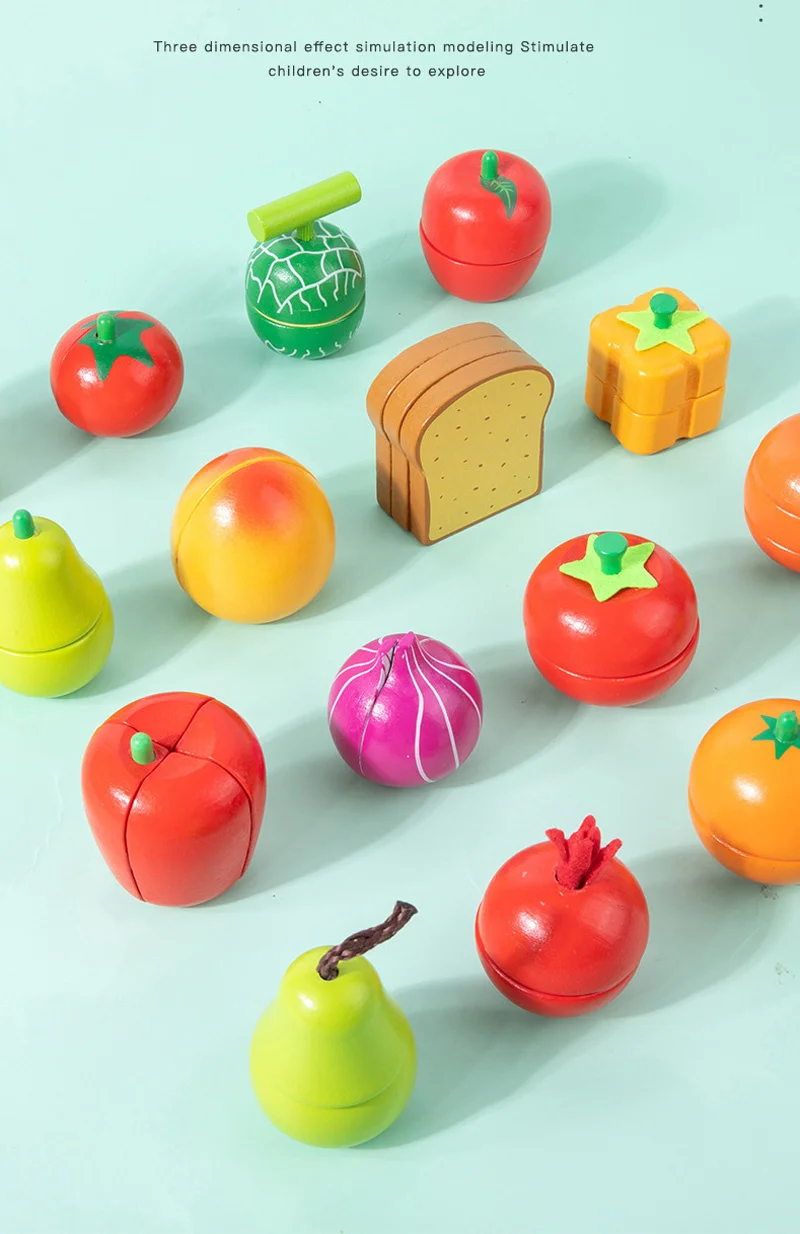 Magnetic Wooden Cutting Fruits Vegetables Pretend Play Simulation Kitchen Toys Classic Game Montessori Educational Toys For Kids - Image 46